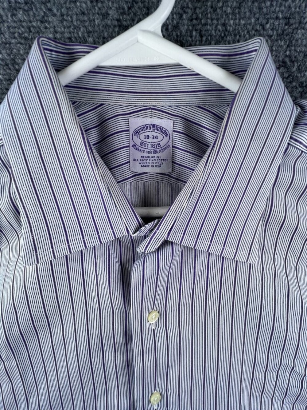 Brooks Brothers Makers & Merchants 18 34 Striped Purple Italy USA Regular Fit